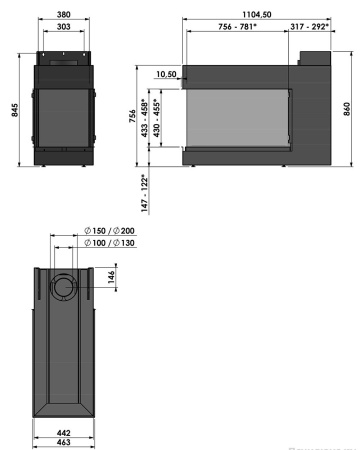 Газовый камин BellFires Room Divider Medium 3