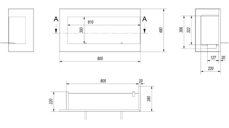 Биокамин Kratki DELTA/P/900 угловая по цене 